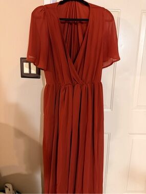 Baltic Born Rust Red V-Neck Maxi Dress